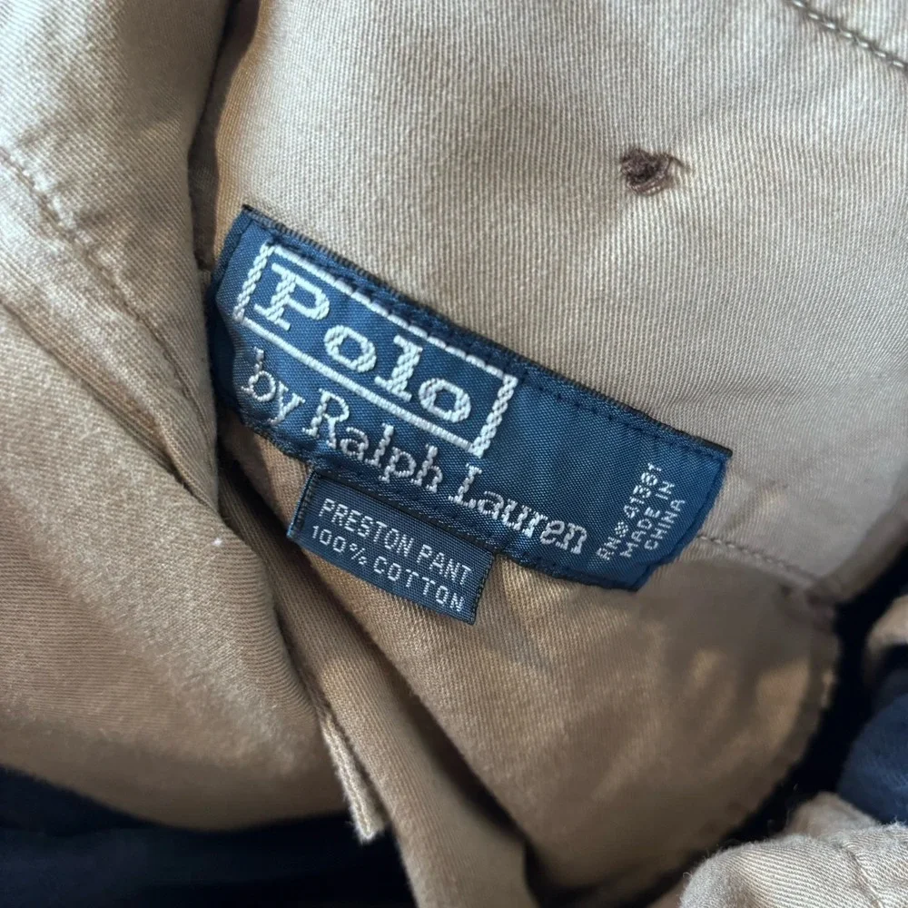 Vintage Polo‎ Ralph Lauren Preston Corduroy Pant Mens Size 35x30 Navy Flat Front